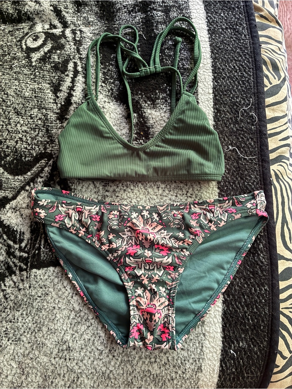 Pink and teal bikini set, fits a s/m